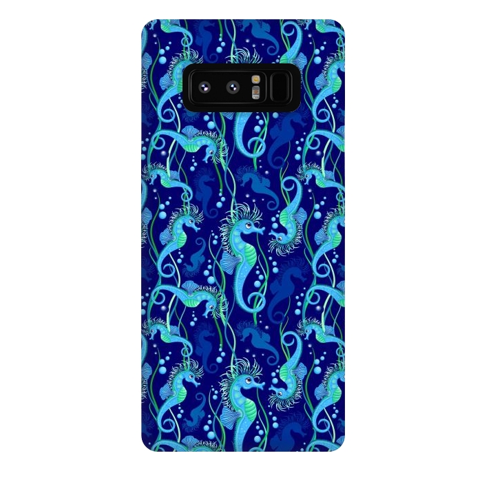 Galaxy Note 8 StrongFit Seahorse cute blue sea animal Pattern by BluedarkArt