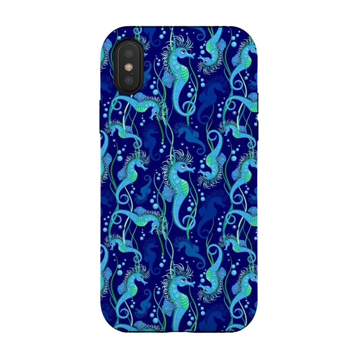 iPhone Xs / X StrongFit Seahorse cute blue sea animal Pattern by BluedarkArt