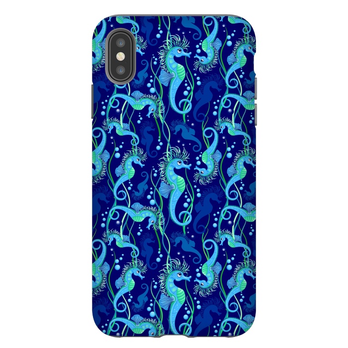 iPhone Xs Max StrongFit Seahorse cute blue sea animal Pattern by BluedarkArt