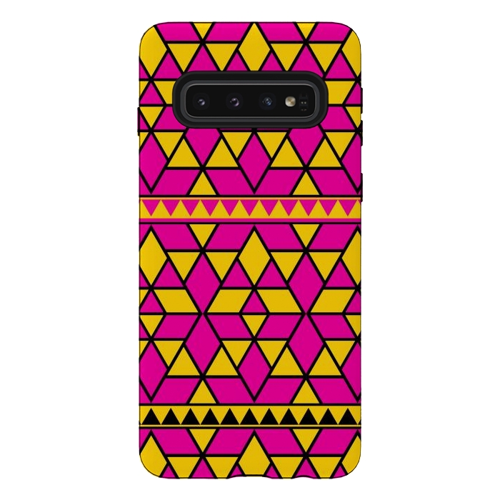 Galaxy S10 StrongFit pink yellow triangle by TMSarts