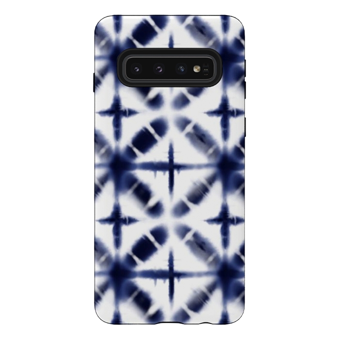 Galaxy S10 StrongFit Shibori inky blues by Melissa Pedersen