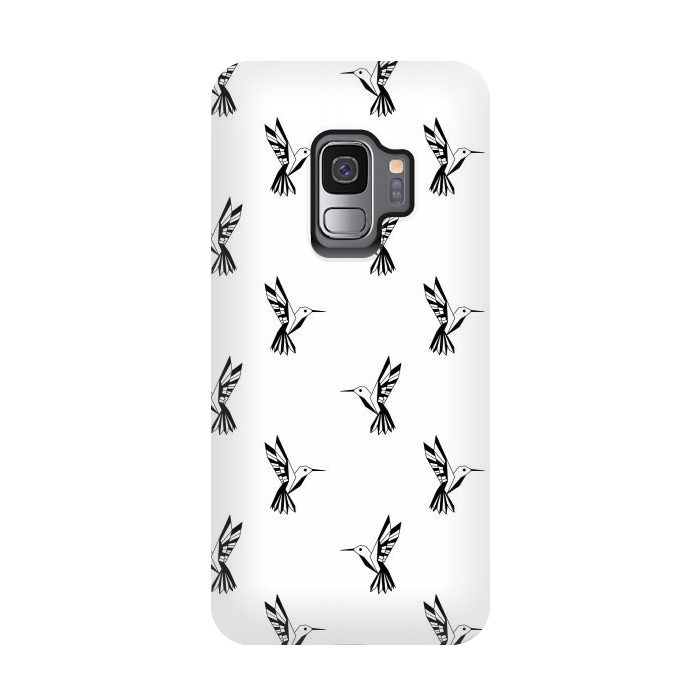 Galaxy S9 StrongFit Geometric Hummingbirds by Melissa Pedersen