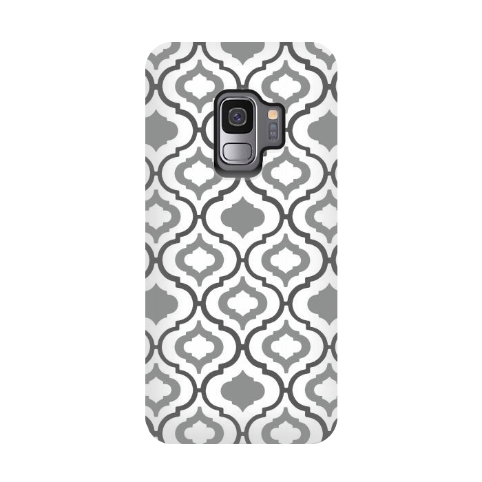 Galaxy S9 StrongFit Grey Quatrefoil Tile by Melissa Pedersen