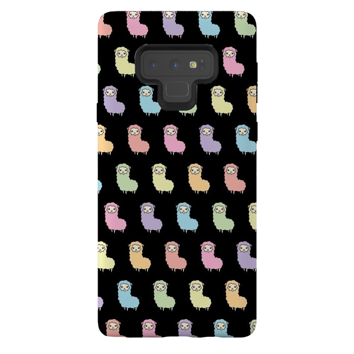 Galaxy Note 9 StrongFit Rainbow llama pattern by Laura Nagel