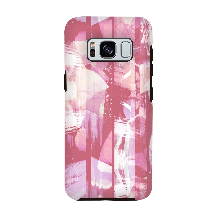 Galaxy S8 StrongFit Pastel pink watercolor brushstrokes and splatter by Oana 