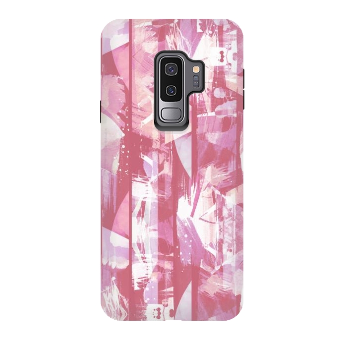 Galaxy S9 plus StrongFit Pastel watercolor brushed stripes by Oana 