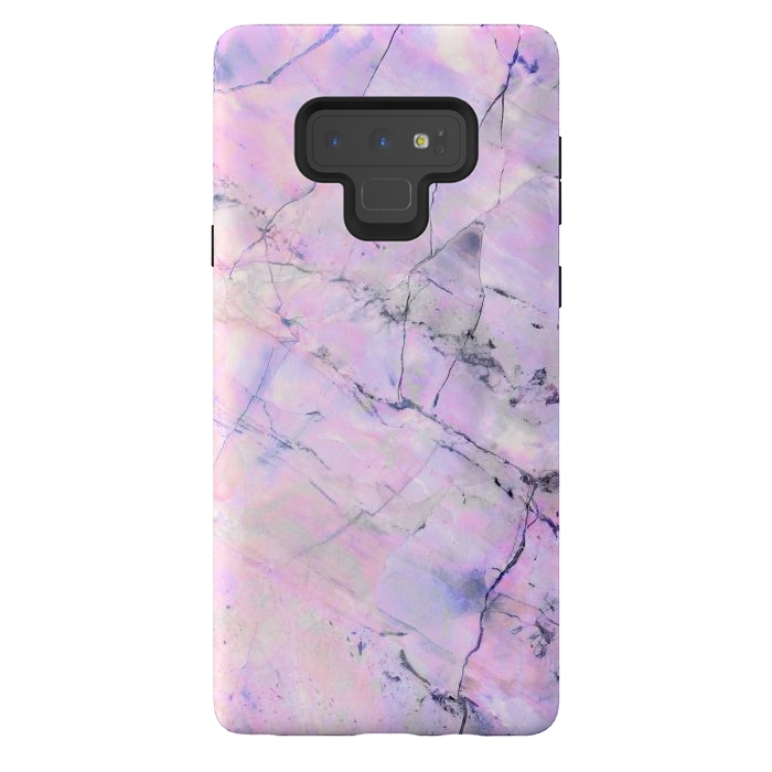 Galaxy Note 9 StrongFit Iridescent pink purple marble art by Oana 