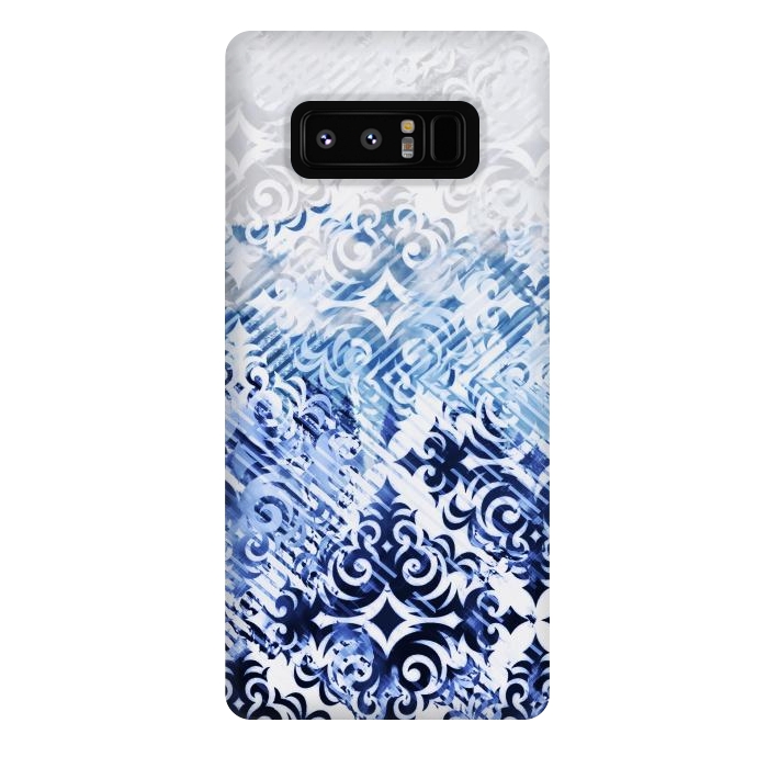 Galaxy Note 8 StrongFit Gradient blue white silver damask pattern by Oana 