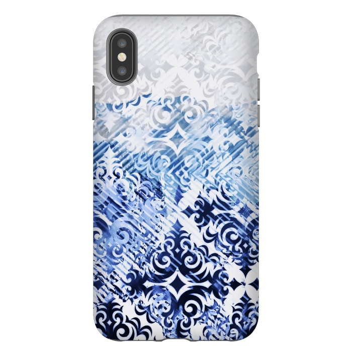 iPhone Xs Max StrongFit Gradient blue white silver damask pattern by Oana 