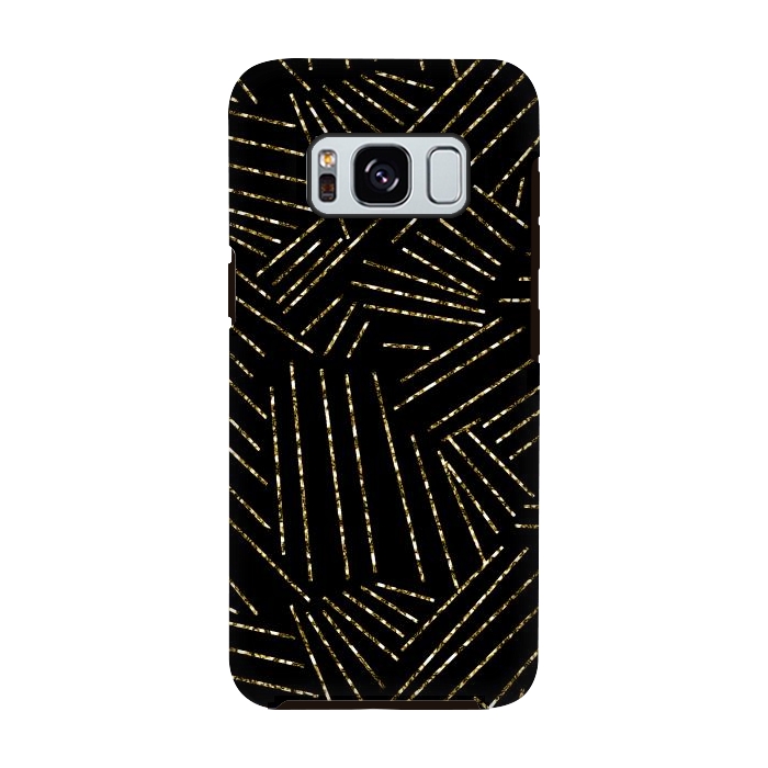 Galaxy S8 StrongFit Black and Gold Glitter Lines by Ashley Camille