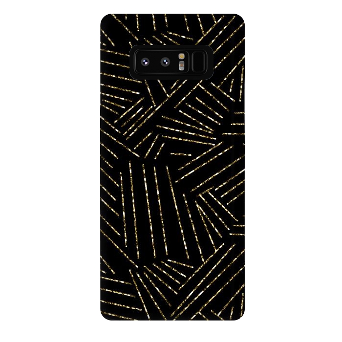 Galaxy Note 8 StrongFit Black and Gold Glitter Lines by Ashley Camille