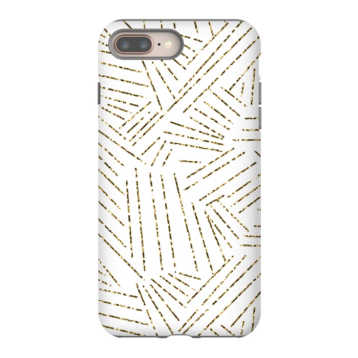 iPhone 7 plus StrongFit White and Gold Glitter Lines by Ashley Camille