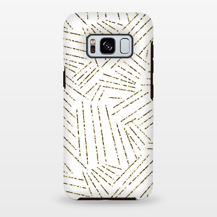Galaxy S8 plus StrongFit White and Gold Glitter Lines by Ashley Camille