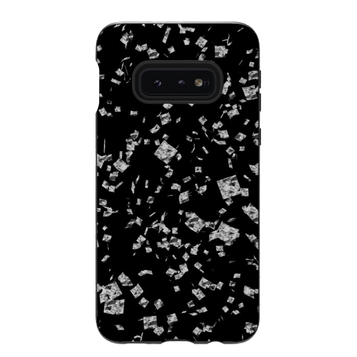 Galaxy S10e StrongFit Silver Flakes by Ashley Camille