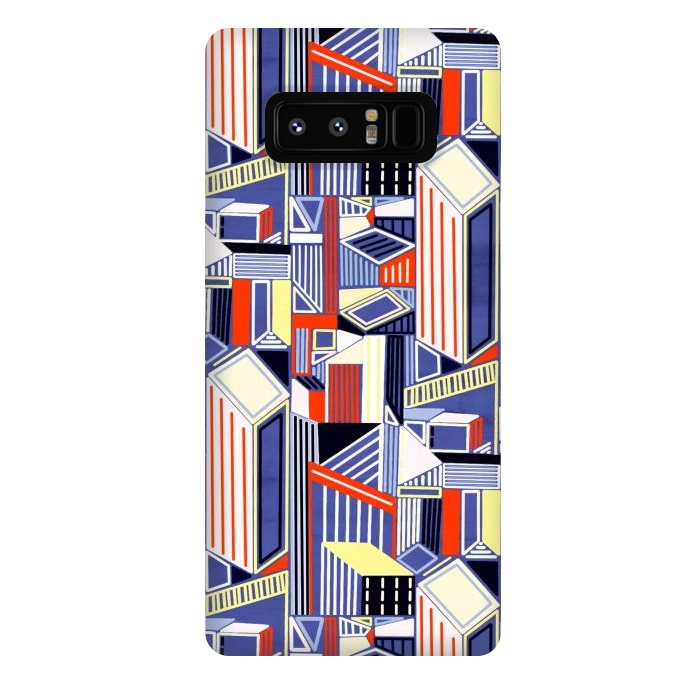 Galaxy Note 8 StrongFit Abstract Minimalism City (Pastel & Orange)  by Tigatiga