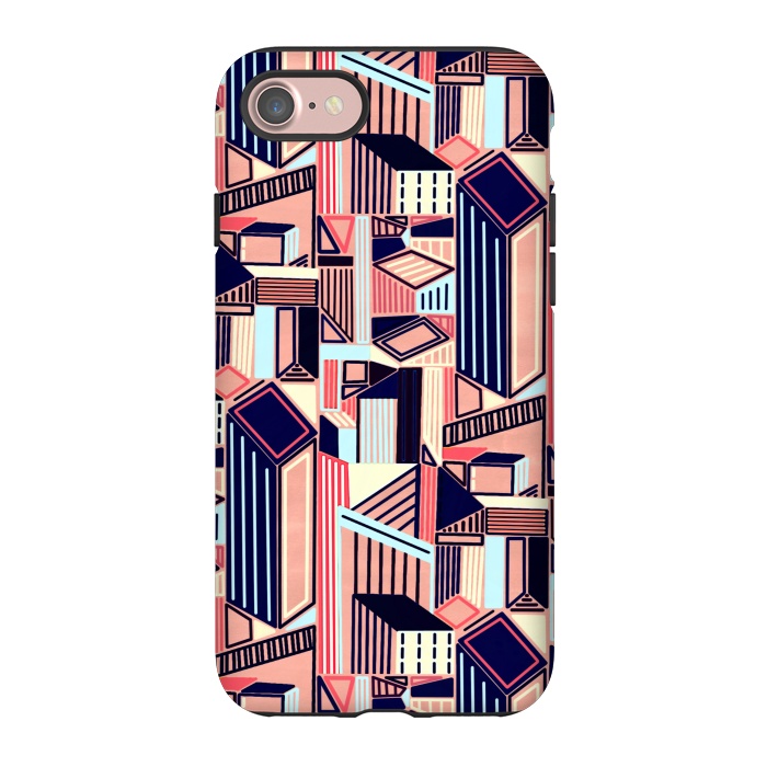 iPhone 7 StrongFit Abstract Minimalism City (Blush & Navy)  by Tigatiga