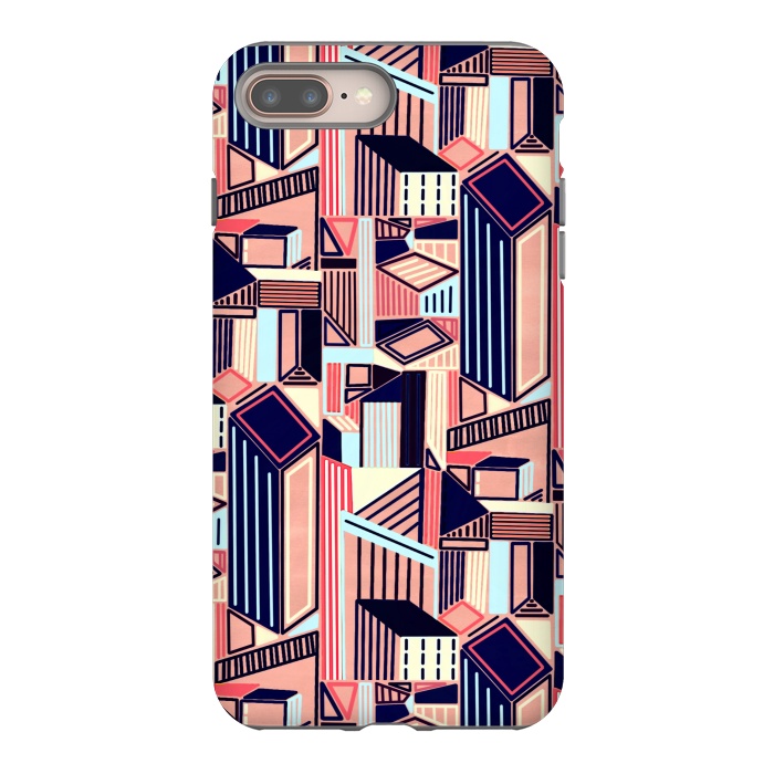 iPhone 7 plus StrongFit Abstract Minimalism City (Blush & Navy)  by Tigatiga