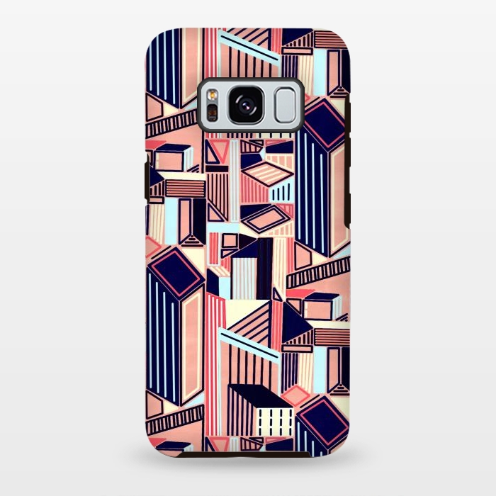 Galaxy S8 plus StrongFit Abstract Minimalism City (Blush & Navy)  by Tigatiga