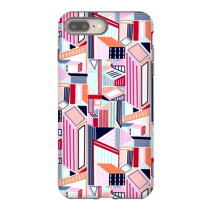 iPhone 7 plus StrongFit Abstract Minimalism City (Peachy Pastel & Red)  by Tigatiga