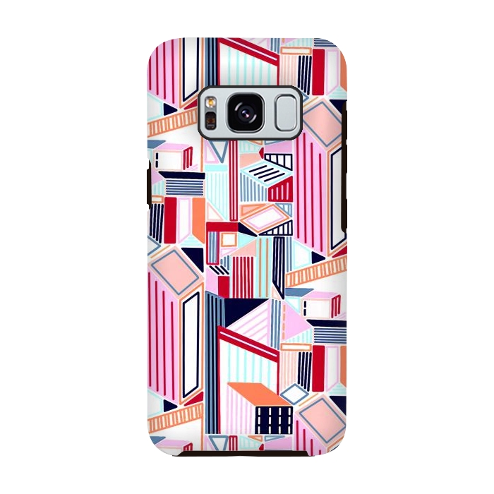 Galaxy S8 StrongFit Abstract Minimalism City (Peachy Pastel & Red)  by Tigatiga