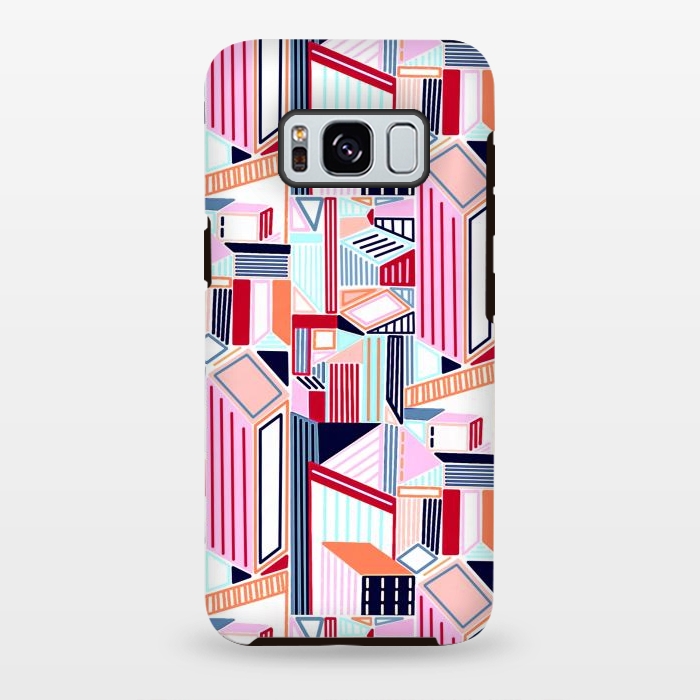 Galaxy S8 plus StrongFit Abstract Minimalism City (Peachy Pastel & Red)  by Tigatiga