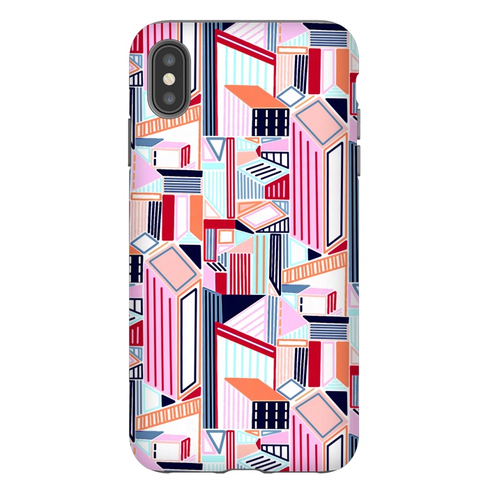iPhone Xs Max StrongFit Abstract Minimalism City (Peachy Pastel & Red)  by Tigatiga