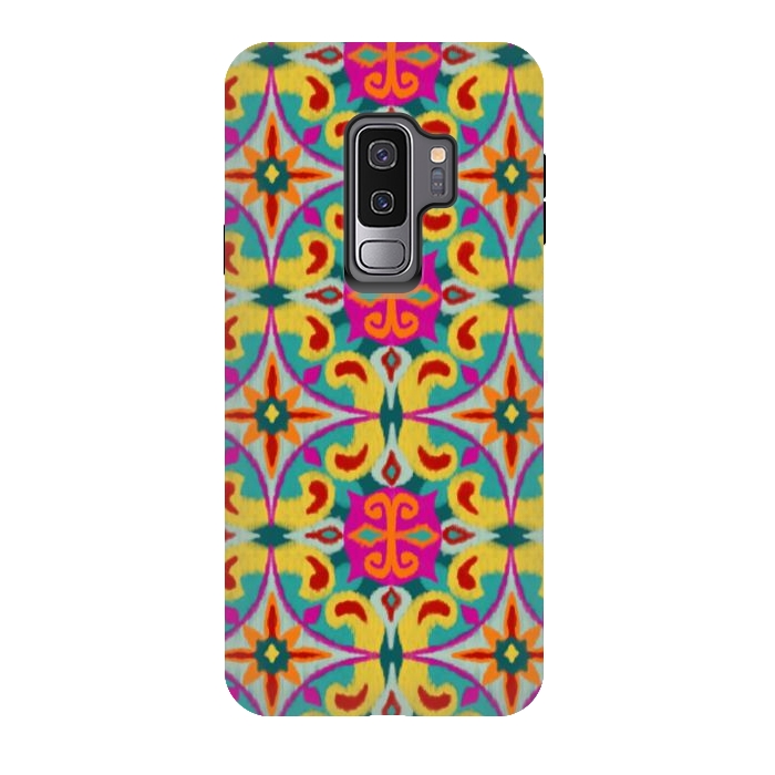 Galaxy S9 plus StrongFit Rainbow Ikat Tile by Melissa Pedersen
