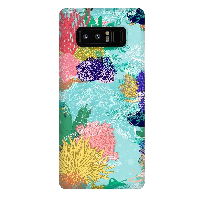 Galaxy Note 8 StrongFit Cute colorful ocean coral reefs and turtles design by InovArts