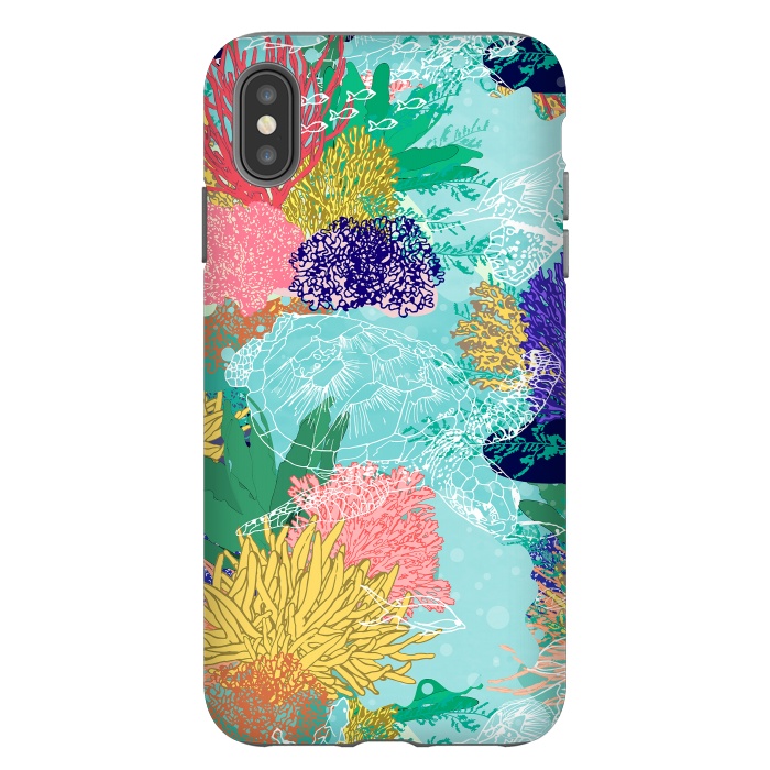 iPhone Xs Max StrongFit Cute colorful ocean coral reefs and turtles design by InovArts