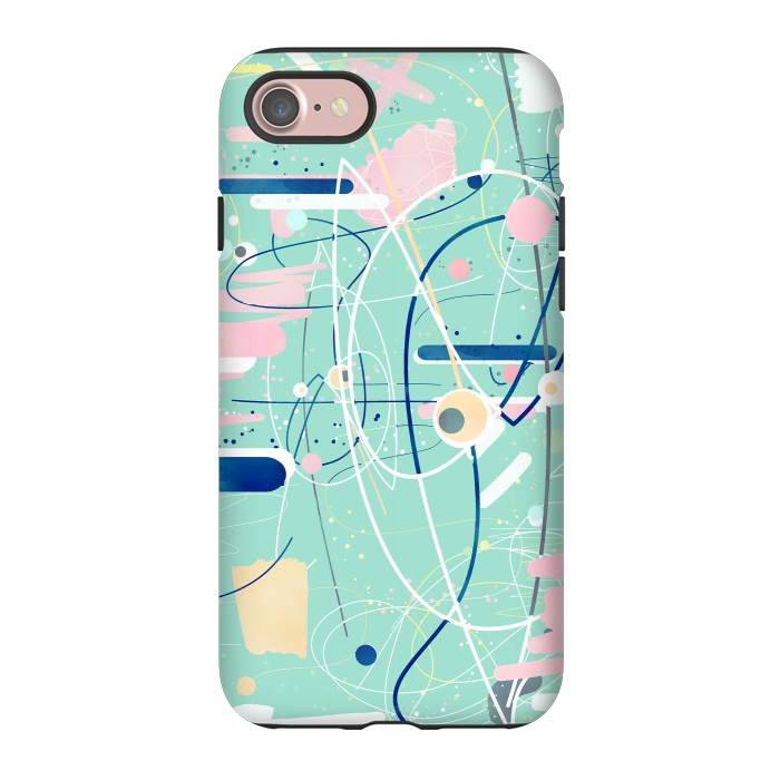 iPhone 7 StrongFit Modern mint strokes and dots creative art  by InovArts