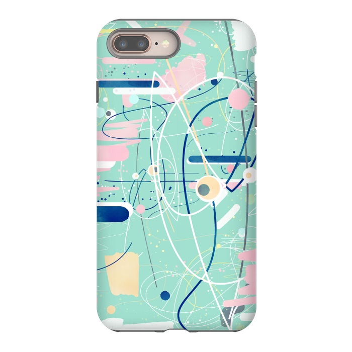 iPhone 7 plus StrongFit Modern mint strokes and dots creative art  by InovArts