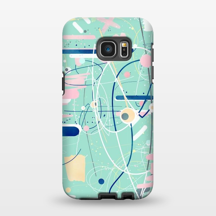 Galaxy S7 EDGE StrongFit Modern mint strokes and dots creative art  by InovArts