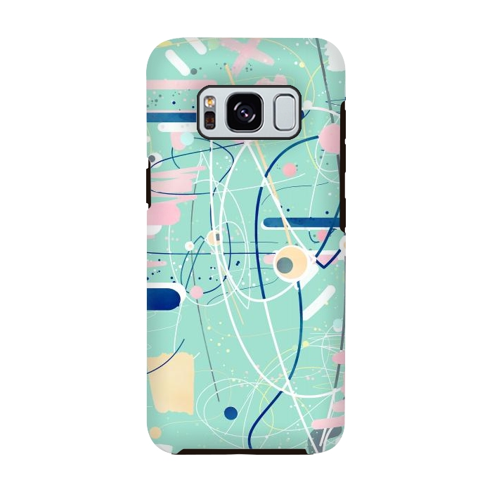 Galaxy S8 StrongFit Modern mint strokes and dots creative art  by InovArts