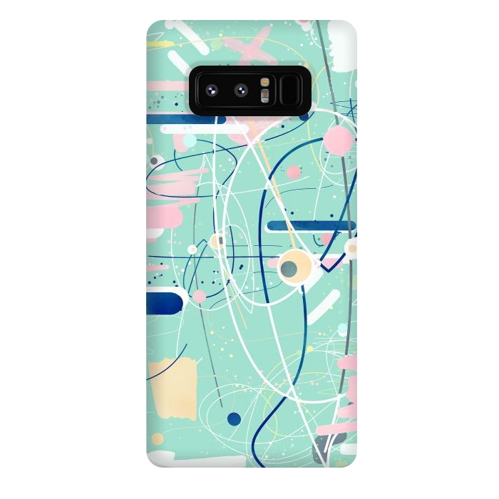 Galaxy Note 8 StrongFit Modern mint strokes and dots creative art  by InovArts