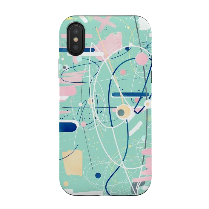 iPhone Xs / X StrongFit Modern mint strokes and dots creative art  by InovArts
