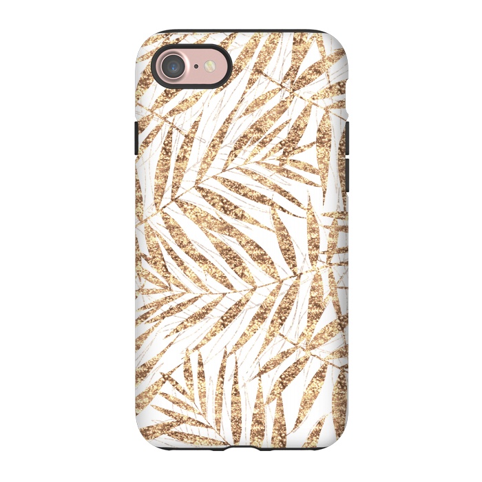 iPhone 7 StrongFit Elegant golden tropical palm leaves design by InovArts