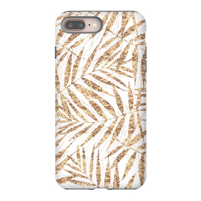 iPhone 7 plus StrongFit Elegant golden tropical palm leaves design by InovArts
