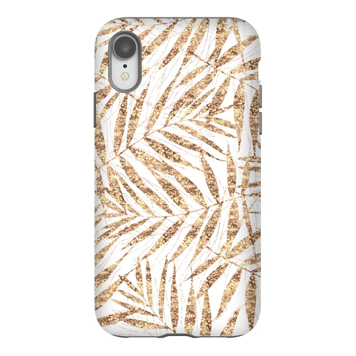 iPhone Xr StrongFit Elegant golden tropical palm leaves design by InovArts