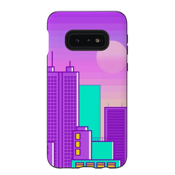 Galaxy S10e StrongFit purple sunset in the city by haroulita