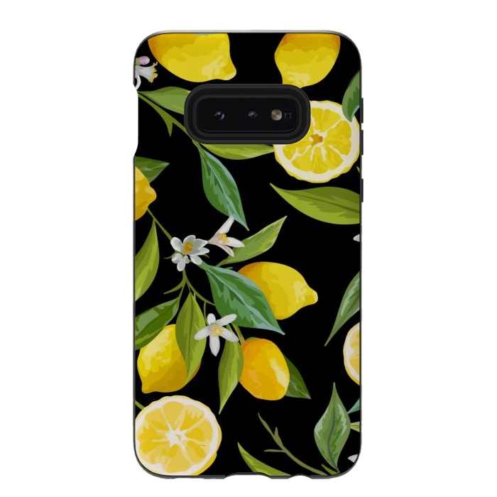 Galaxy S10e StrongFit lemons in black background by haroulita