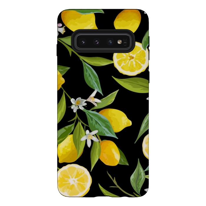 Galaxy S10 StrongFit lemons in black background by haroulita