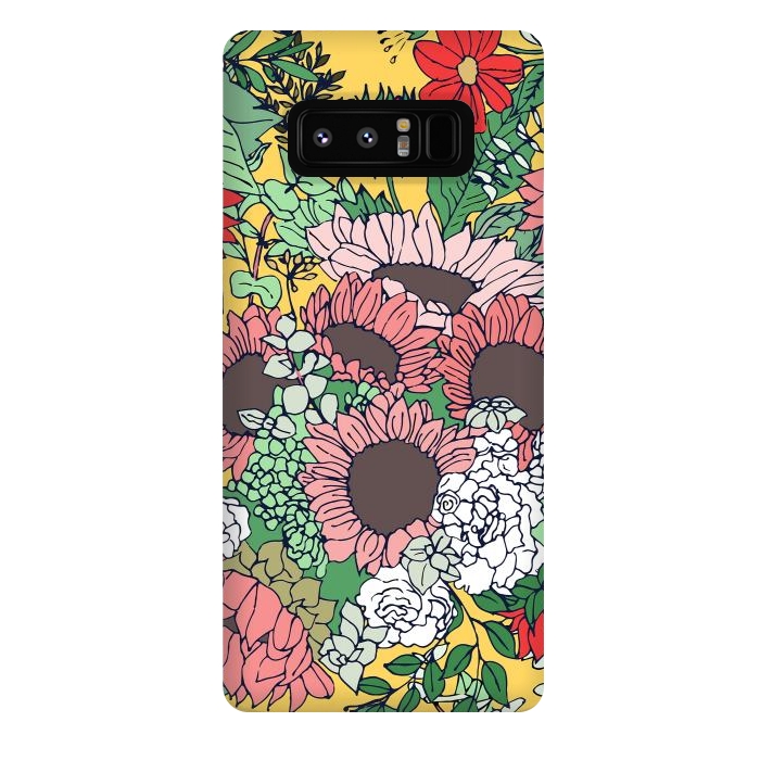 Galaxy Note 8 StrongFit Pretty aspen gold and pink floral design by InovArts