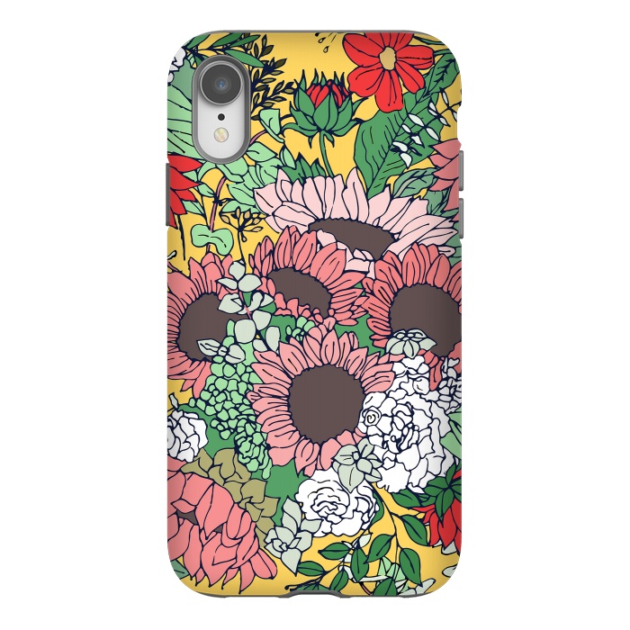 iPhone Xr StrongFit Pretty aspen gold and pink floral design by InovArts