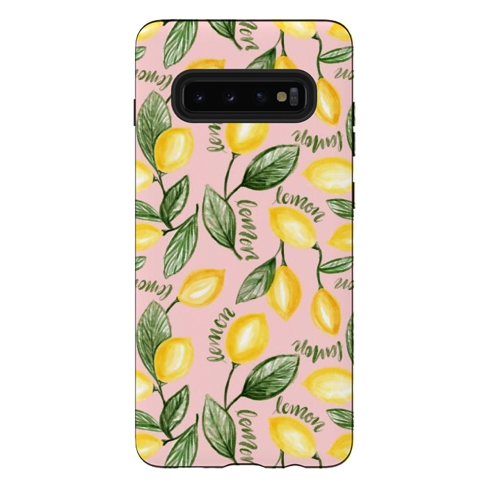 Galaxy S10 plus StrongFit Lemon watercolour  by Melissa Pedersen