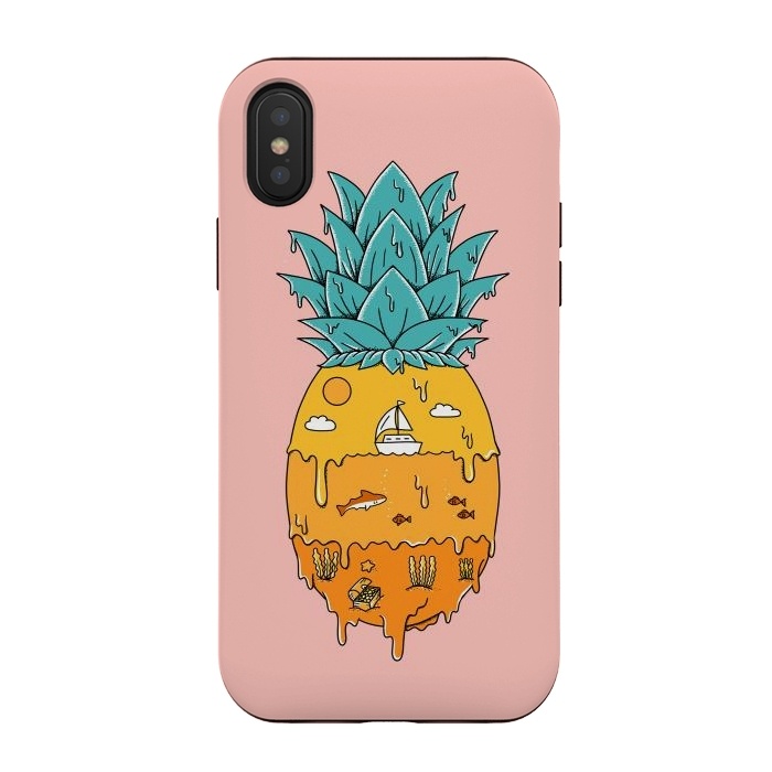 iPhone Xs / X StrongFit Pineapple Landscape pink by Coffee Man