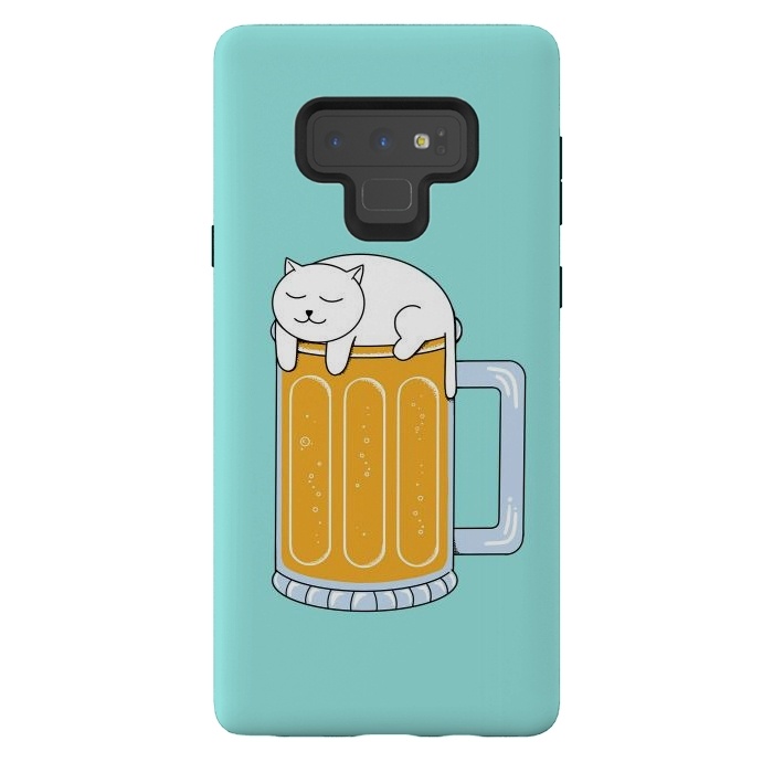 Galaxy Note 9 StrongFit Cat Beer Green by Coffee Man