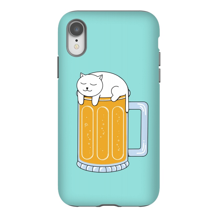 iPhone Xr StrongFit Cat Beer Green by Coffee Man