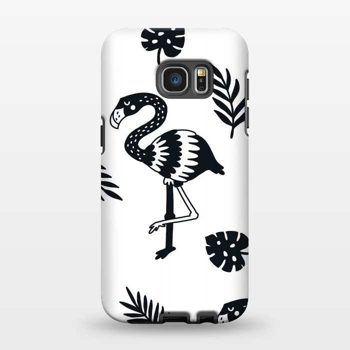 Galaxy S7 EDGE StrongFit black white flamingo by haroulita