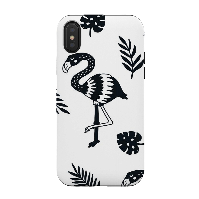 iPhone Xs / X StrongFit black white flamingo by haroulita