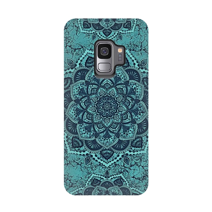 Galaxy S9 StrongFit Mandala flower marble by Jms
